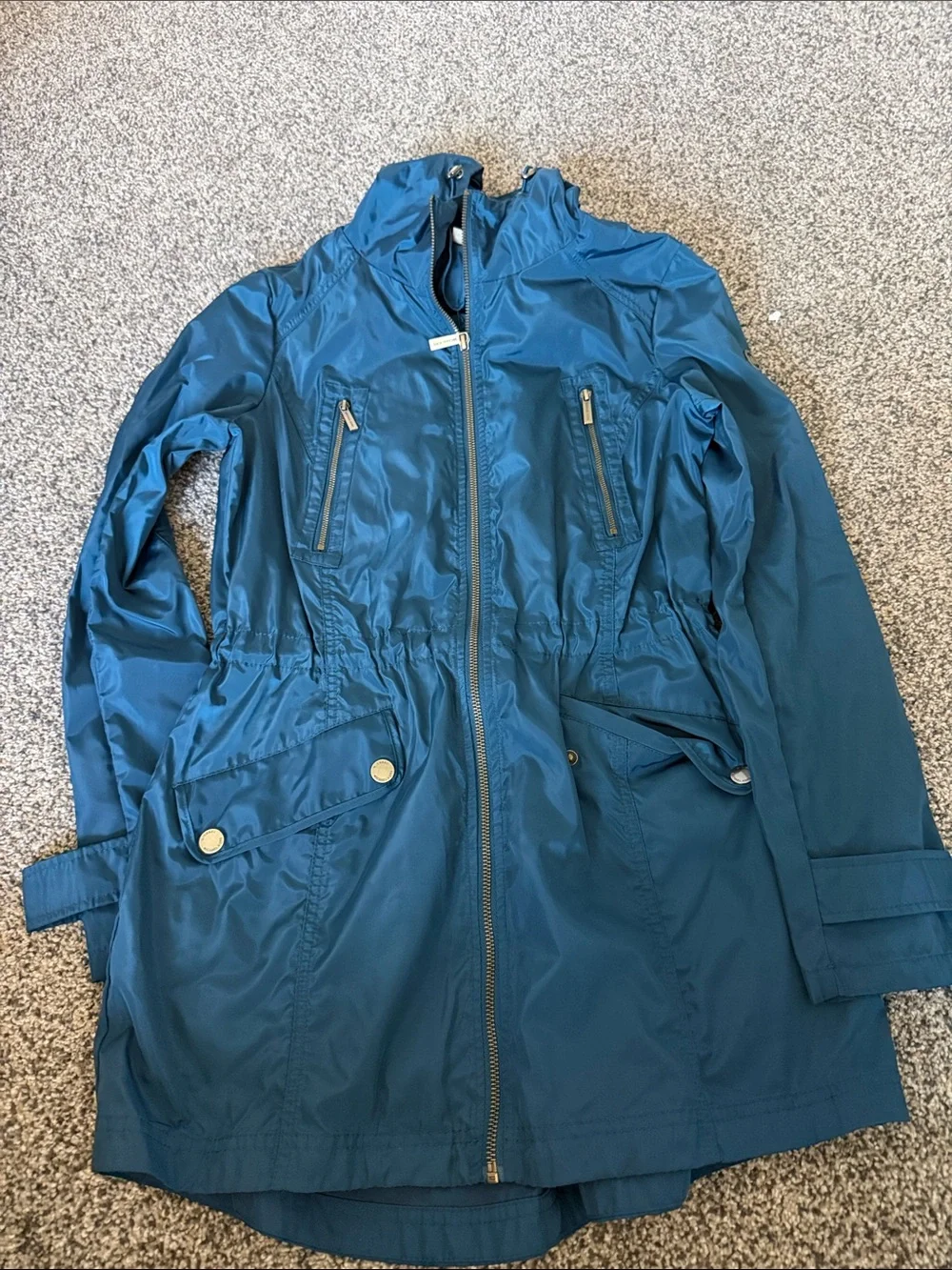 Michael Kors Teal Lightweight Trench Coat